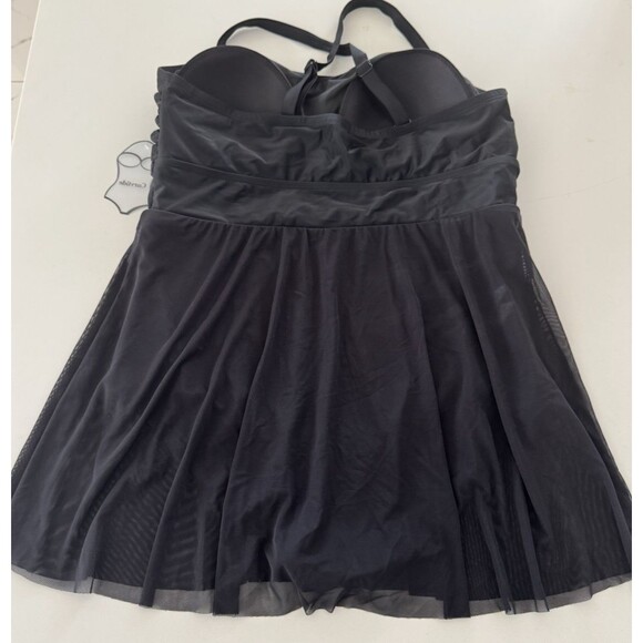Plus Size Swimdress One Piece Swimsuit Tummy Control black Skirt size 2x 18-20W - Picture 9 of 13